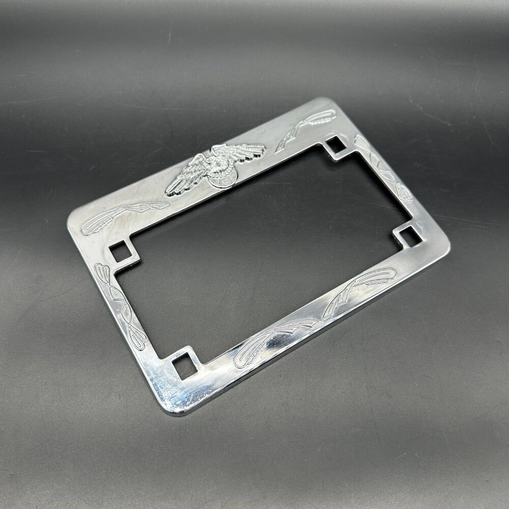 USA Eagle Motorcycle License Plate Holder Bracket Frame Chrome Silver Patriotic